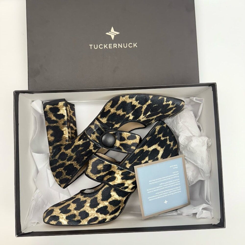 Tuckernuck Black and Gold Leopard Mary Jane Heels